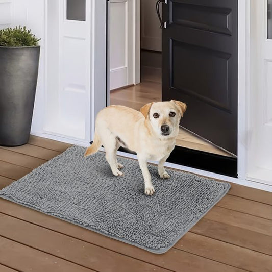2pcs Dog Door Mat For Muddy Paws, Absorbs Moisture And Dirt, Absorbent Non-Slip Washable Mat, Quick Dry Microfiber, Mud Mat For Dogs, Entry Indoor Door Mat For Inside Floor- Machine Washable (24x17inch/32x20inch)