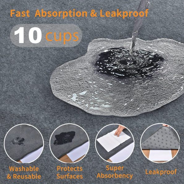 2 Packs Extra Large Reusable Dog Mat for Pet, Non-Slip Washable Pee Pads for Dogs, Fast Absorbent Pet Whelping Pads, Puppy Playpen Mat for Incontinence, Housebreak, Crate, 72′′x72′′