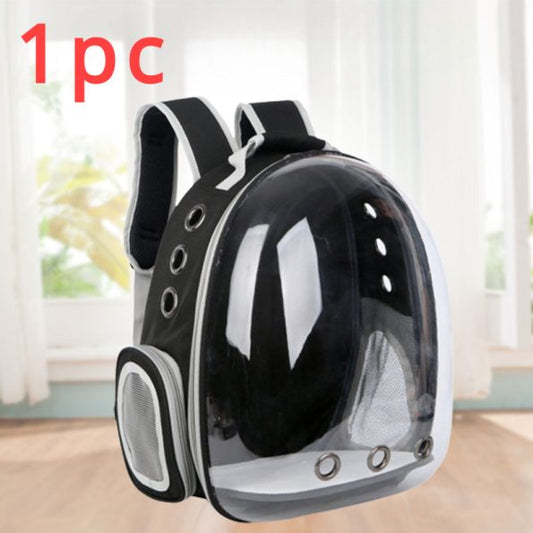 1pc Transparent Breathable Cat Backpack, Portable Panoramic Pet Carrier with Ventilation Holes, Lightweight PVC Cat Travel Bag for Outdoor Use, Ventilated Pet Carrier for Cat