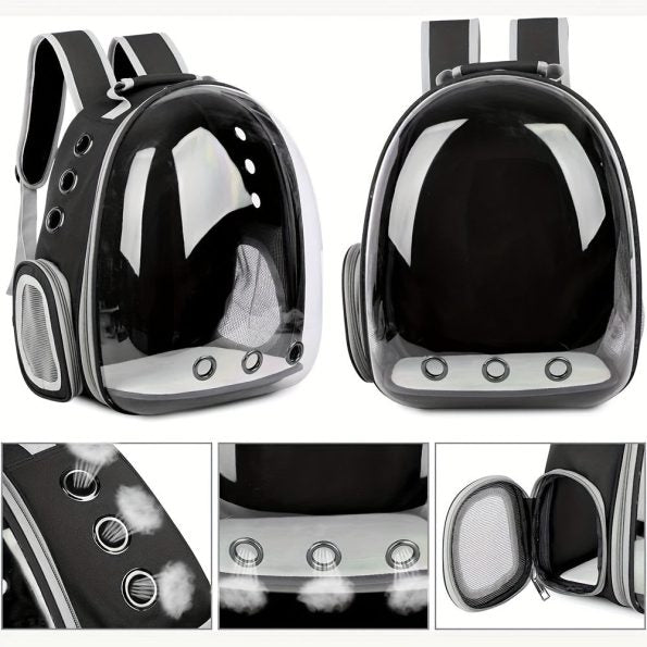 1pc Transparent Breathable Cat Backpack, Portable Panoramic Pet Carrier with Ventilation Holes, Lightweight PVC Cat Travel Bag for Outdoor Use, Ventilated Pet Carrier for Cat