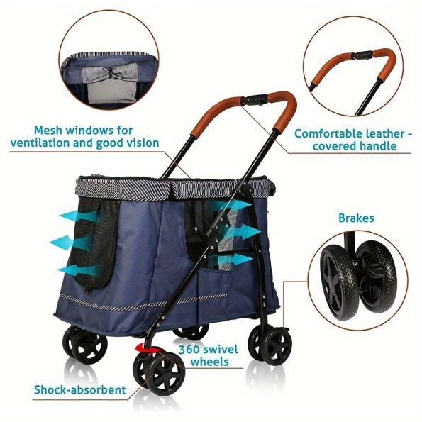 Dog Stroller Large Cat Pet Carriers Bag Travel 4 Wheels Folding Cage Pet Dog Stroller Jogger Cage Small Medium Cats Carrier
