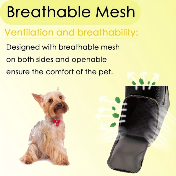 Fashion Dog Carrier Purse, Soft-Sided Leather Handbag Pet Tote Bag For Small Dogs Puppy And Cats TSA Airline Approved (Black)