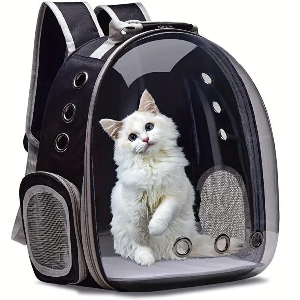 1pc Transparent Breathable Cat Backpack, Portable Panoramic Pet Carrier with Ventilation Holes, Lightweight PVC Cat Travel Bag for Outdoor Use, Ventilated Pet Carrier for Cat