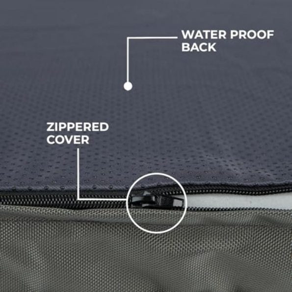 Cute Dog Crate Mat Flat Bed with Exterior Thick Orthopedic Egg Foam Mattress and Soft Sherpa Fleece Cover for Small Medium and Large Breeds Gray 35X22X4