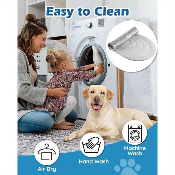 Dog Cooling Mat 35×19 – Reversible Ice Cooling Pad with Soft Grey & White Design, Washable Indoor/Outdoor Pet Bed for Dogs & Cats, Comfortable Summer Seat for Kennel, Sofa, Floor, Car, Cat Cooling Pad, Versatile Pet Bed, Stylish Pet Accessory, Durable Pet