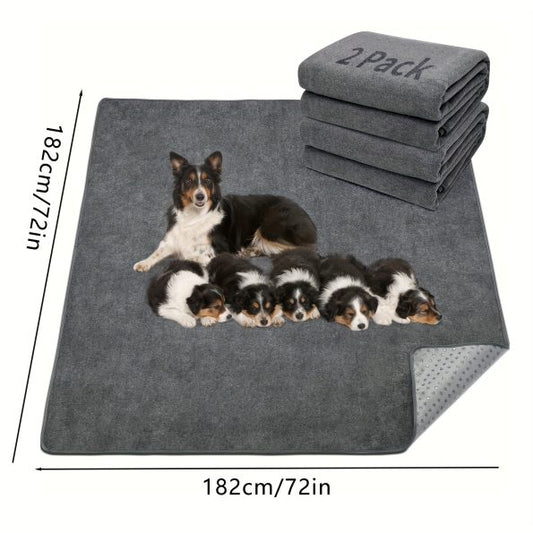 2 Packs Extra Large Reusable Dog Mat for Pet, Non-Slip Washable Pee Pads for Dogs, Fast Absorbent Pet Whelping Pads, Puppy Playpen Mat for Incontinence, Housebreak, Crate, 72′′x72′′