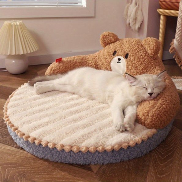 [Soft Round Cat Bed] Soft Durable Round Cat Bed – Removable Pet Mat And Mattress For Small Dogs And Cats Indoor Outdoor Use