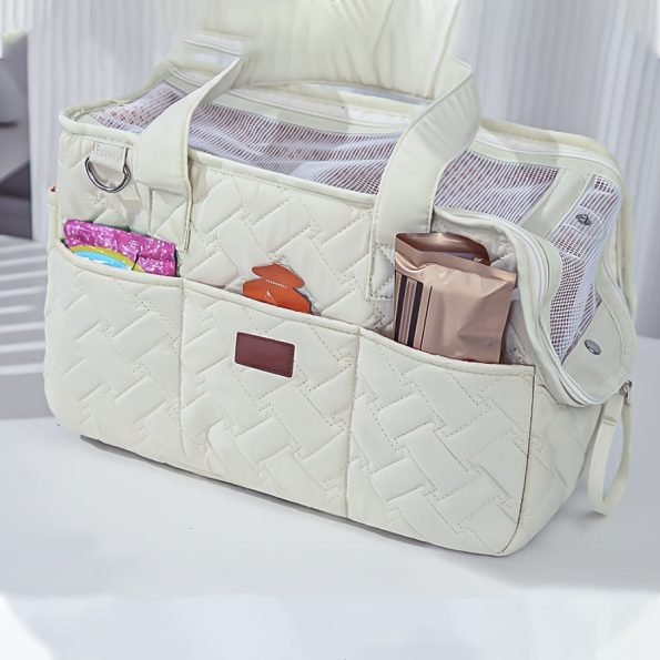 1pc Soft & Lightweight Pet Carrier Bag – Spacious, Ventilated Mesh Design for Cats & Small Dogs – Durable Quilted Fabric, Large Pockets, Foldable Travel Backpack with Adjustable Strap – Ideal for Outdoor Adventures and Travel, Pet Travel Gear | Ventilated