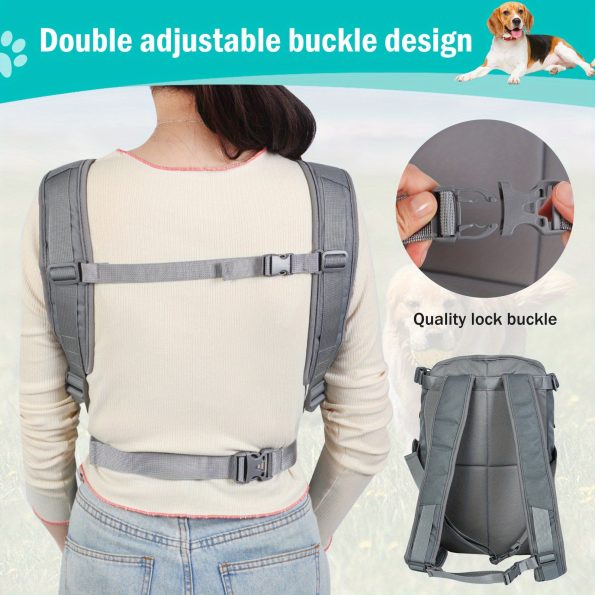 Small to Large Dogs Comfort-Fit Breathable Polyester Dog Carrier Backpack – Zip Closure, Front-Facing Pet Travel Bag