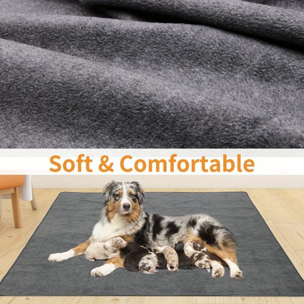 2 Packs Extra Large Reusable Dog Mat for Pet, Non-Slip Washable Pee Pads for Dogs, Fast Absorbent Pet Whelping Pads, Puppy Playpen Mat for Incontinence, Housebreak, Crate, 72′′x72′′