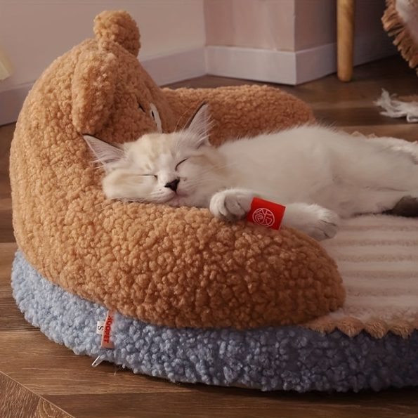 [Soft Round Cat Bed] Soft Durable Round Cat Bed – Removable Pet Mat And Mattress For Small Dogs And Cats Indoor Outdoor Use