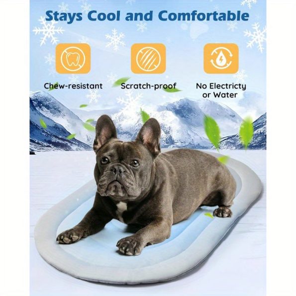 Dog Cooling Mat 35×19 – Reversible Ice Cooling Pad with Soft Grey & White Design, Washable Indoor/Outdoor Pet Bed for Dogs & Cats, Comfortable Summer Seat for Kennel, Sofa, Floor, Car, Cat Cooling Pad, Versatile Pet Bed, Stylish Pet Accessory, Durable Pet