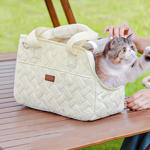 1pc Soft & Lightweight Pet Carrier Bag – Spacious, Ventilated Mesh Design for Cats & Small Dogs – Durable Quilted Fabric, Large Pockets, Foldable Travel Backpack with Adjustable Strap – Ideal for Outdoor Adventures and Travel, Pet Travel Gear | Ventilated