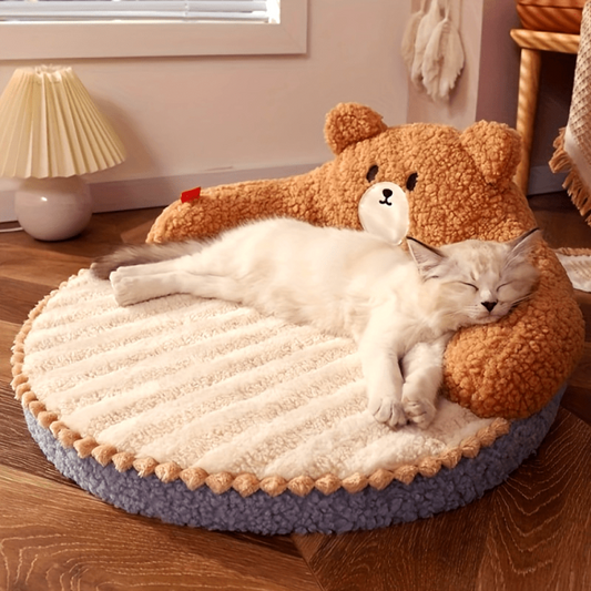[Soft Round Cat Bed] Soft Durable Round Cat Bed – Removable Pet Mat And Mattress For Small Dogs And Cats Indoor Outdoor Use