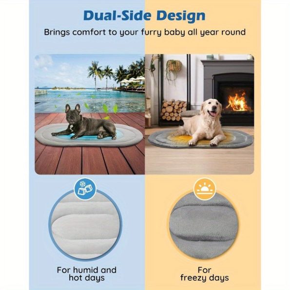 Dog Cooling Mat 35×19 – Reversible Ice Cooling Pad with Soft Grey & White Design, Washable Indoor/Outdoor Pet Bed for Dogs & Cats, Comfortable Summer Seat for Kennel, Sofa, Floor, Car, Cat Cooling Pad, Versatile Pet Bed, Stylish Pet Accessory, Durable Pet