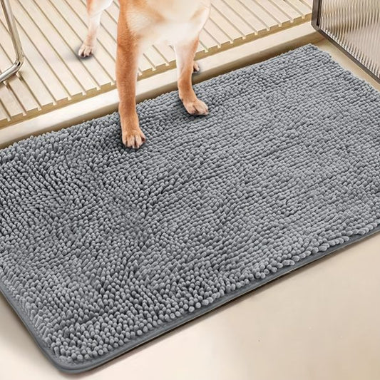 2pcs Dog Door Mat For Muddy Paws, Absorbs Moisture And Dirt, Absorbent Non-Slip Washable Mat, Quick Dry Microfiber, Mud Mat For Dogs, Entry Indoor Door Mat For Inside Floor- Machine Washable (24x17inch/32x20inch)