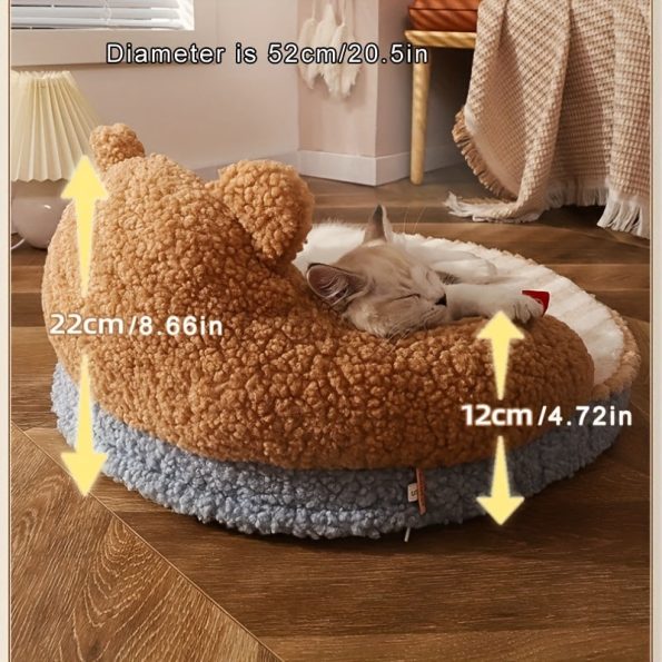 [Soft Round Cat Bed] Soft Durable Round Cat Bed – Removable Pet Mat And Mattress For Small Dogs And Cats Indoor Outdoor Use