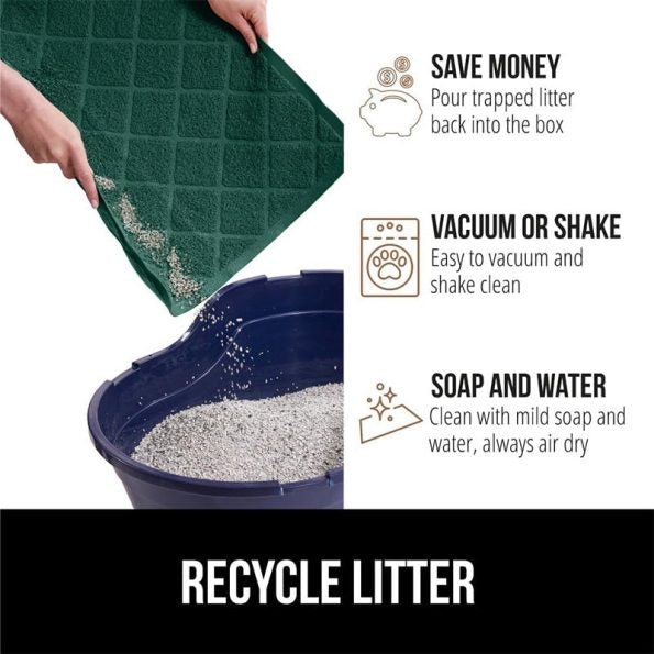 1Pc Cat Litter Box Mat, 35×23, Water Resistant Kitty Litter Trapping Mat, Textured Backing, Easy to Clean, Less Waste and Clean Floors, Kitten Supplies for Indoor Cats, Soft on Paws, Green