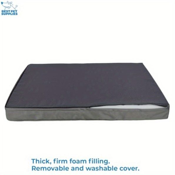 Cute Dog Crate Mat Flat Bed with Exterior Thick Orthopedic Egg Foam Mattress and Soft Sherpa Fleece Cover for Small Medium and Large Breeds Gray 35X22X4