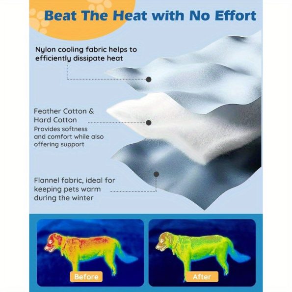 Dog Cooling Mat 35×19 – Reversible Ice Cooling Pad with Soft Grey & White Design, Washable Indoor/Outdoor Pet Bed for Dogs & Cats, Comfortable Summer Seat for Kennel, Sofa, Floor, Car, Cat Cooling Pad, Versatile Pet Bed, Stylish Pet Accessory, Durable Pet