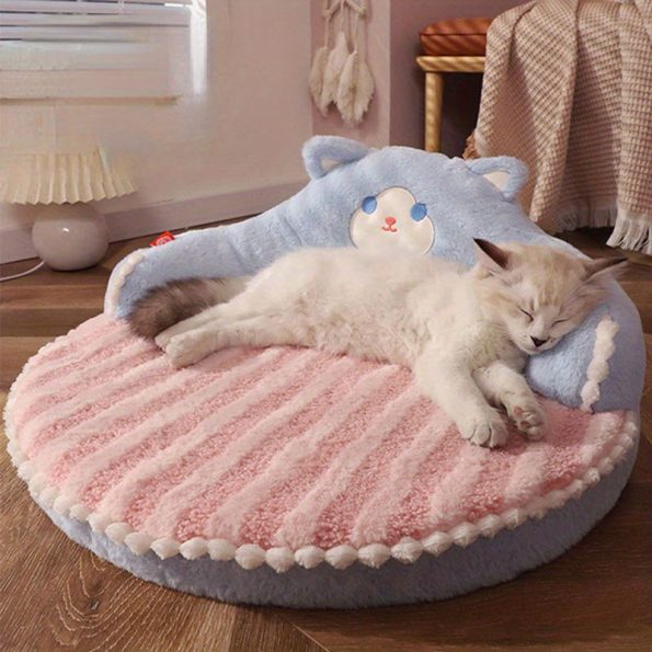 [Soft Round Cat Bed] Soft Durable Round Cat Bed – Removable Pet Mat And Mattress For Small Dogs And Cats Indoor Outdoor Use